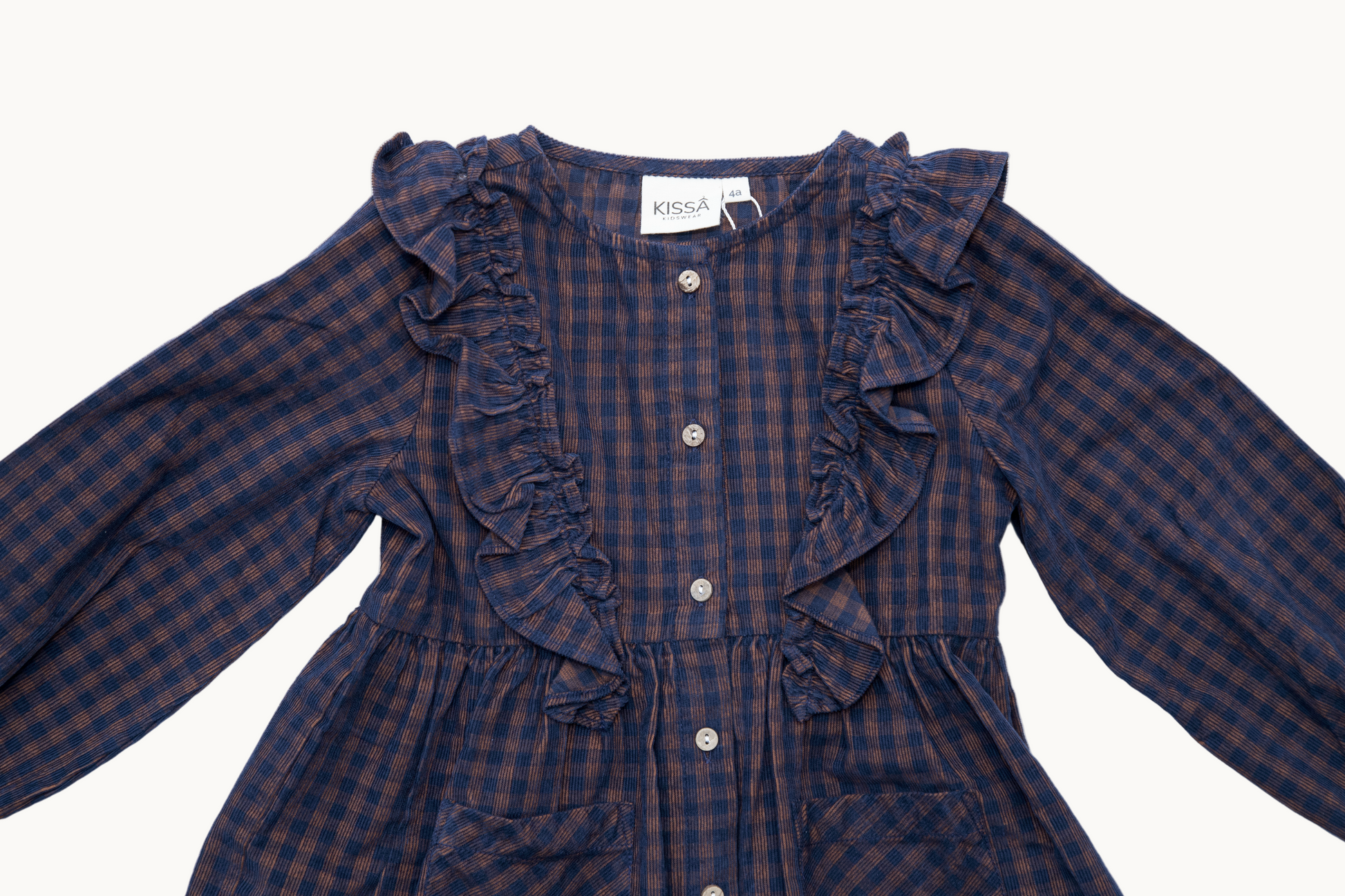 Blue and Brown Check Full Sleeve Dress