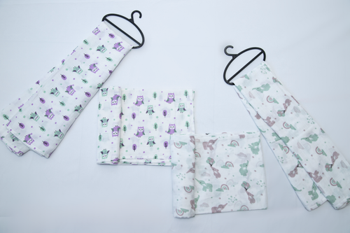 Aloe Vera Swaddles 2 pack - Gentle Owl and Elephant prints - First Time in the US