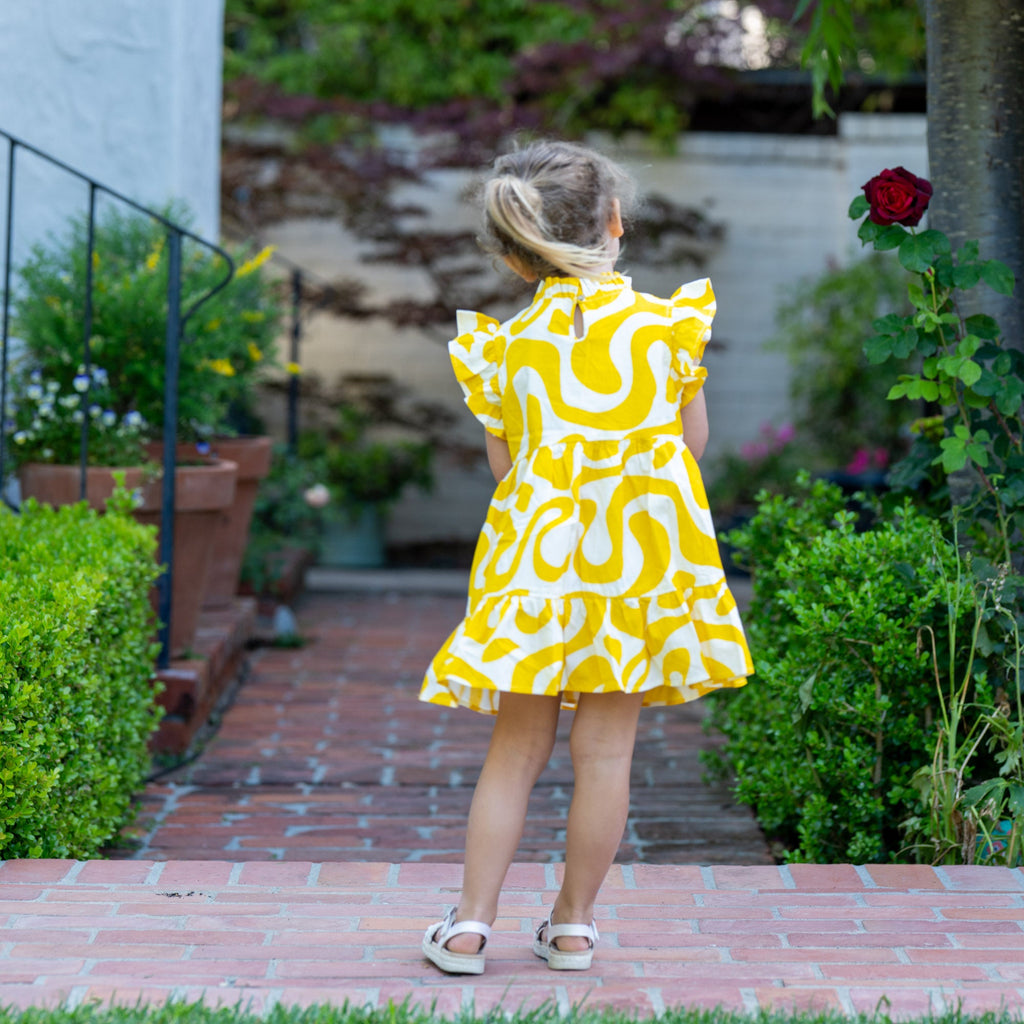 Flutter Sleeve Yellow Dress