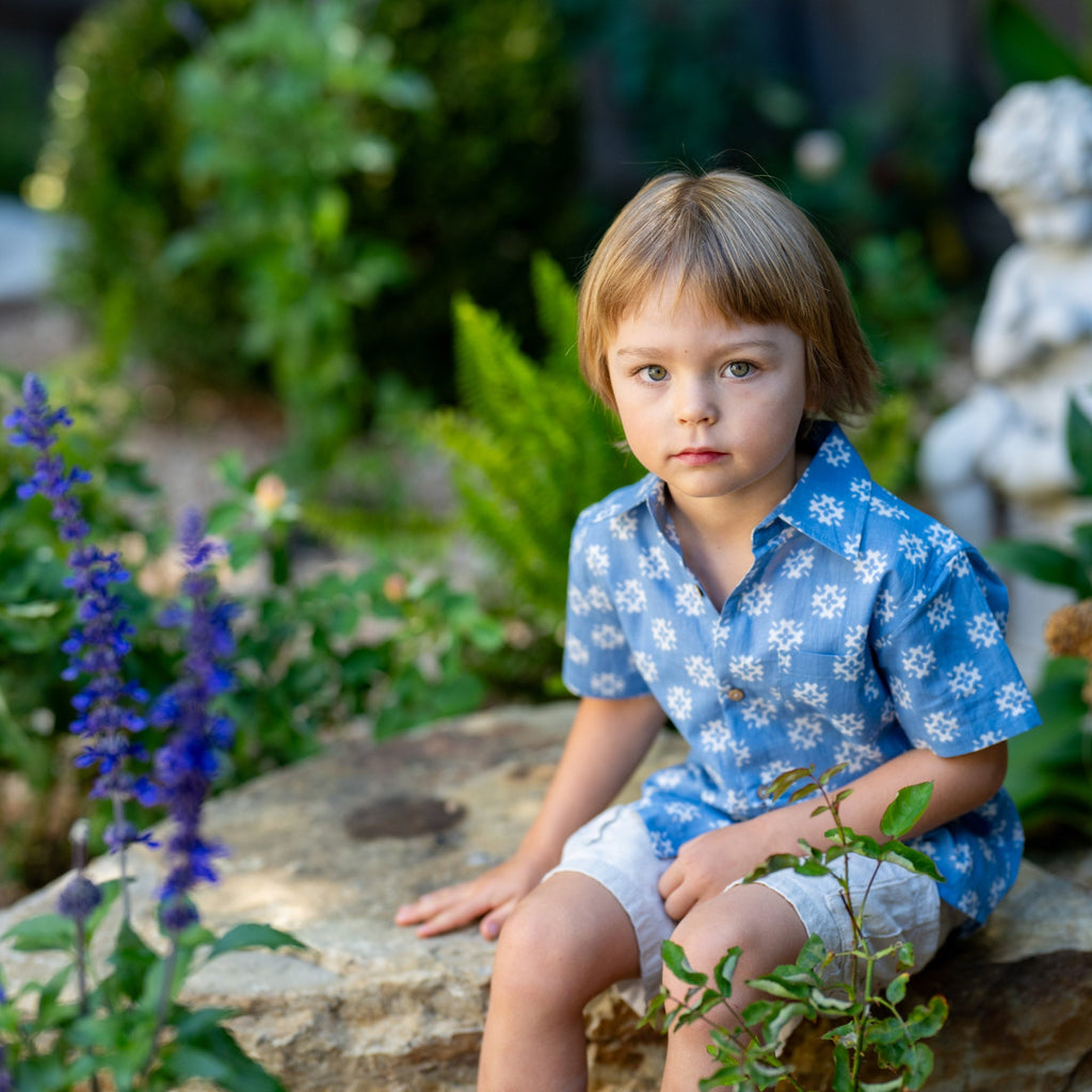 Blue Snowflake Print Shirt