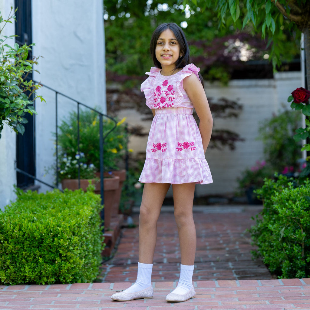 Pink Check Ruffle Dress