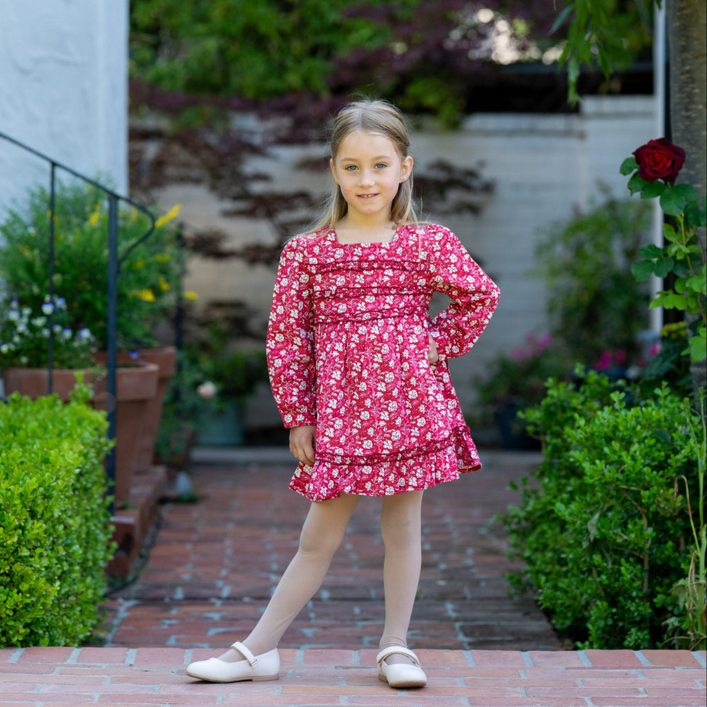 Flower Print Red Dress