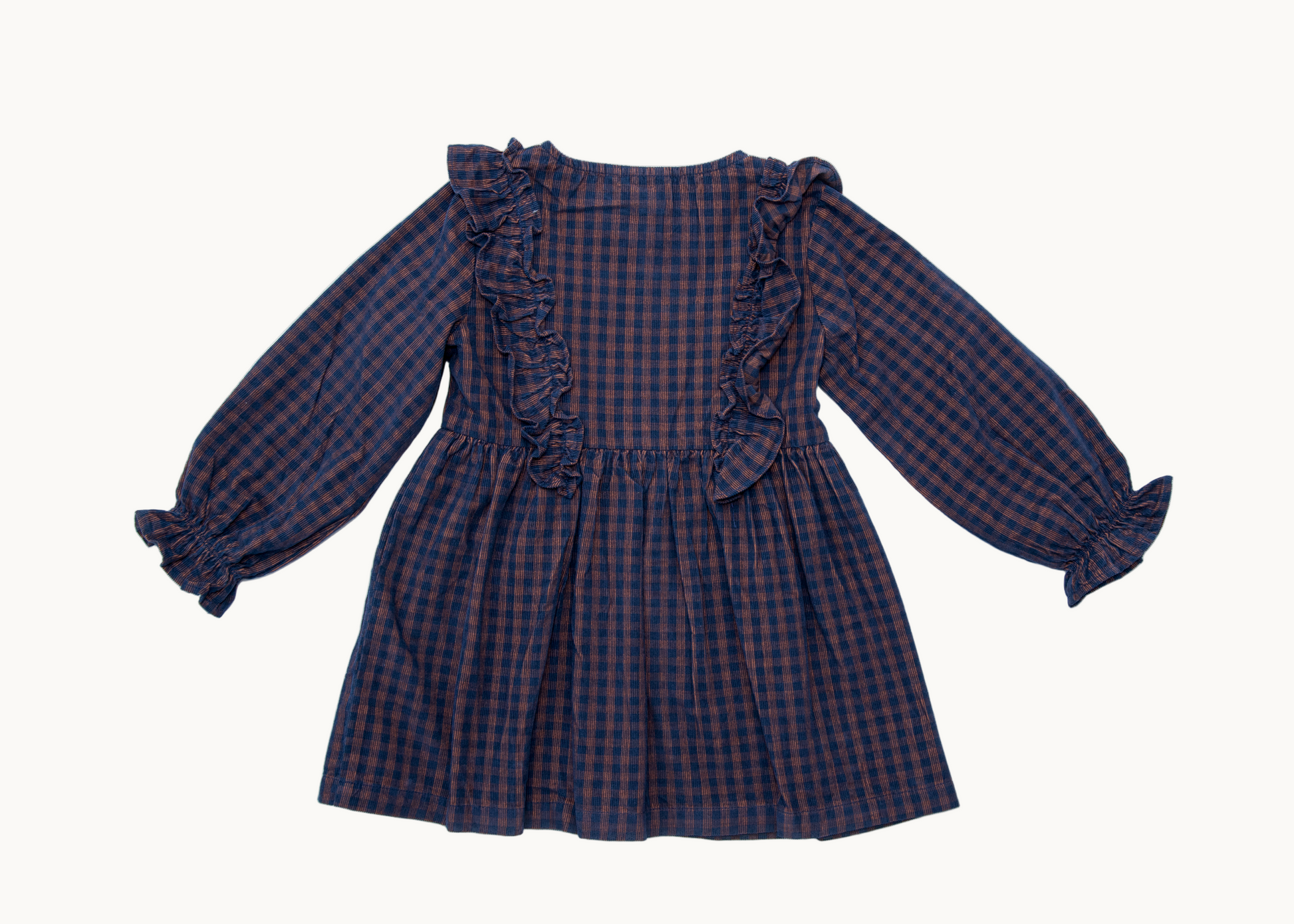 Blue and Brown Check Full Sleeve Dress