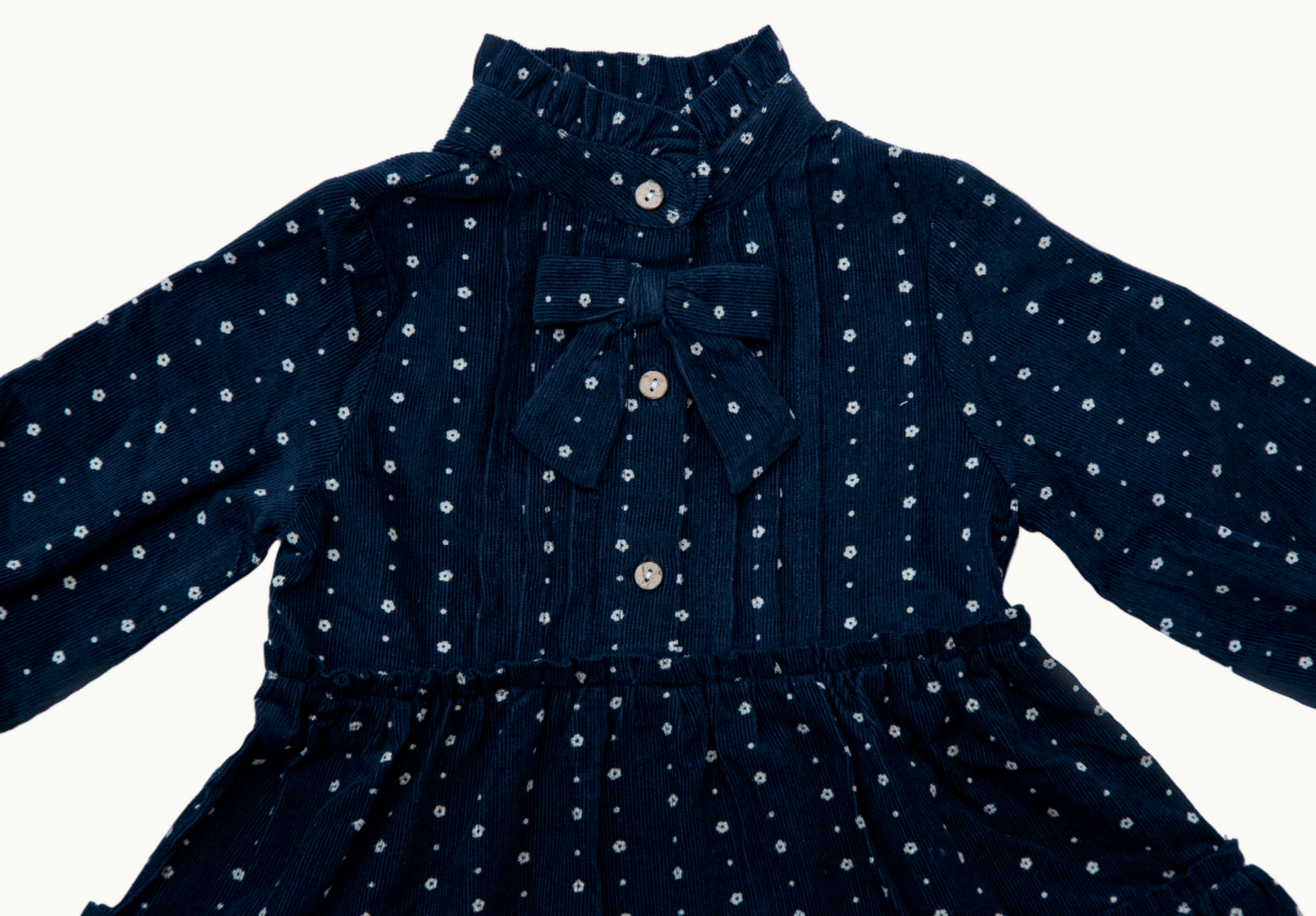 Navy Blue Bow Full Sleeve Dress