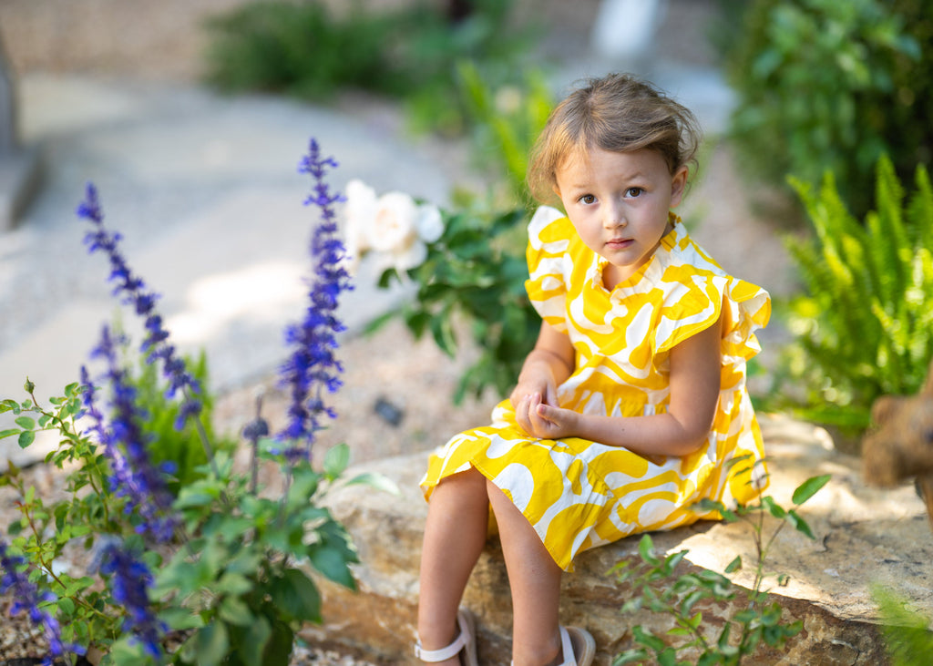 Flutter Sleeve Yellow Dress