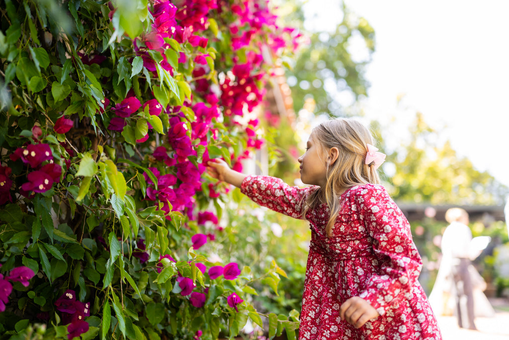 Flower Print Red Dress