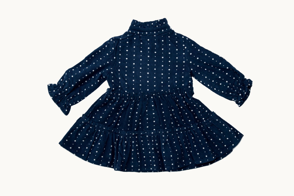Navy Blue Bow Full Sleeve Dress