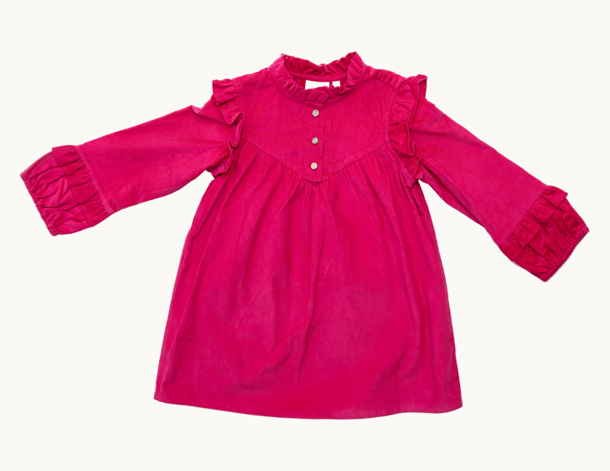 Fuschia Full Sleeve Ruffle Dress