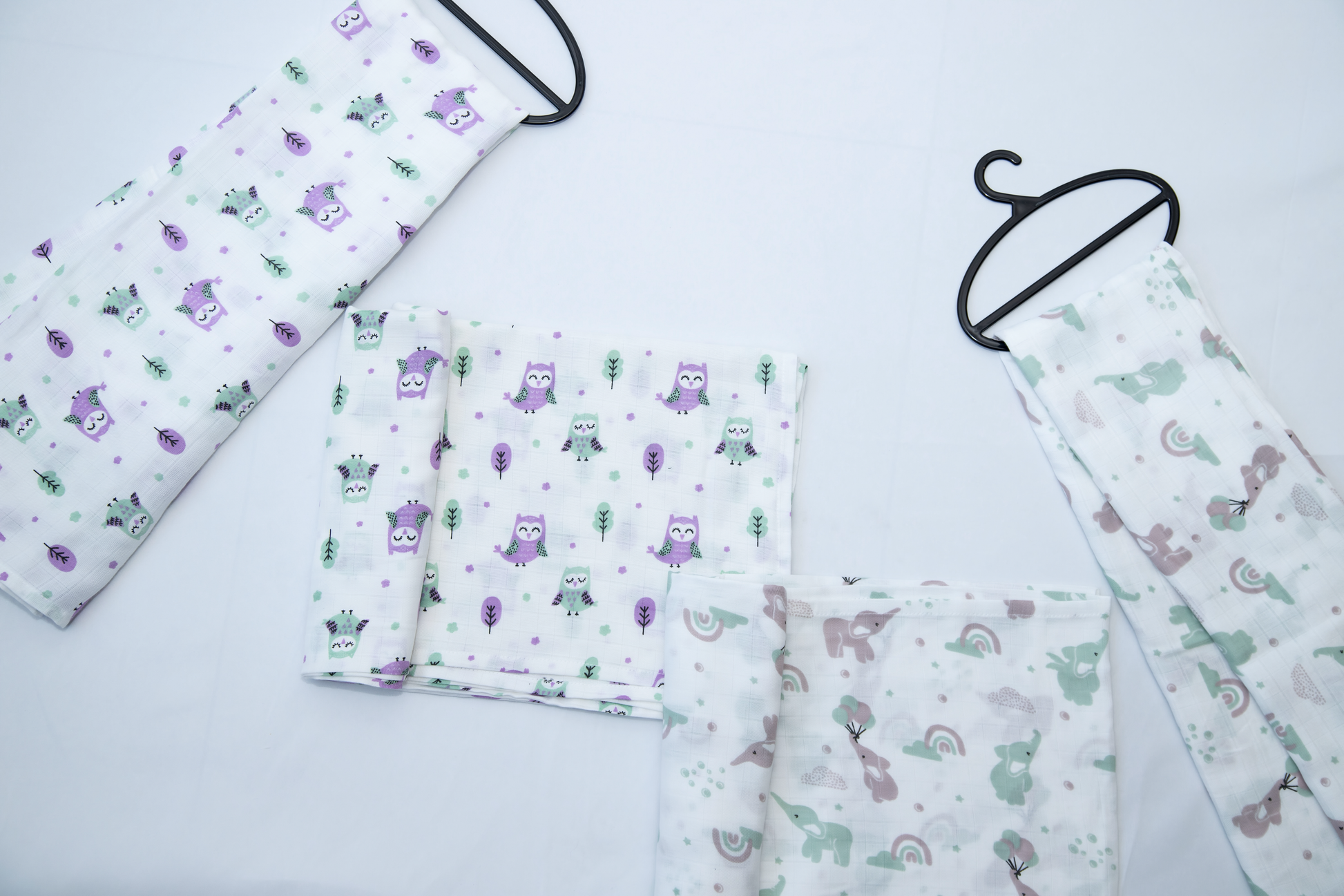 Aloe Vera Swaddles 2 pack - Gentle Owl and Elephant prints - First Time in the US